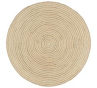 vidaXL Alfombra de yute tejida a mano diseño espiral blanco 150 cm