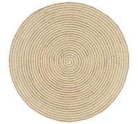 vidaXL Alfombra de yute tejida a mano diseño espiral blanco 90 cm