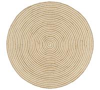 vidaXL Alfombra de yute tejida a mano diseño espiral blanco 90 cm
