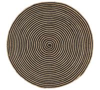 vidaXL Alfombra de Yute Tejida a Mano diseño Espiral Negro 90 cm