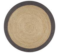 vidaXL Alfombra hecha a mano de yute con borde gris oscuro 120 cm