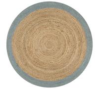 vidaXL Alfombra hecha a mano de yute con borde verde oliva 90 cm