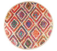 vidaXL Alfombra Lavable, Alfombra de Salón Dormitorio, Alfombrilla Antibacteriana, Alfombra Suelo Decorativa, Multicolor Ø 120 cm