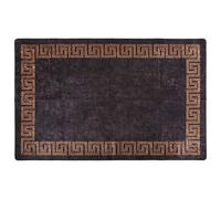 vidaXL Alfombra Lavable Tapete Entrada Vestíbulo Galería Estera Salón Dormitorio Oficina Cocina Suelo Negro y Dorado 80x150 cm