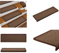 vidaXL Alfombra para escalones, 15 unidades, 65x21x4 cm, color marrón - Alfombrilla para escalones - Juego de alfombrillas para escalones - Alfombras para escaleras - Protectores para escalones
