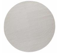 vidaXL Alfombra interior y exterior PALMERAS, color crema, diámetro 120 cm, de poliéster