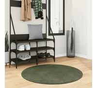 vidaXL Alfombra pelo corto suave lavable HUARTE verde bosque Ø 100 cm