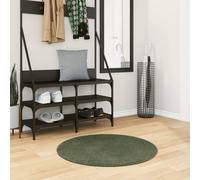 vidaXL Alfombra Pelo Corto Suave Lavable HUARTE Verde Bosque Ø 80 cm