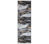 vidaXL Alfombra rectangular LESAKA, negra y dorada, 80 x 400 cm