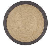 vidaXL Alfombra redonda de yute tejida a mano Diámetro 90 cm Borde gris oscuro