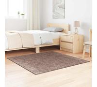 vidaXL Alfombra Shaggy Antideslizante Marrón 120 x 120 cm PP