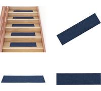 vidaXL Alfombras adhesivas para escaleras, 15 unidades, rectangulares, 76x20 cm, color azul. Alfombras para escaleras, tapetes para escalones, alfombras para escaleras, decoración para escaleras