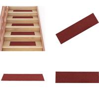 vidaXL Alfombras adhesivas para escaleras, 15 unidades, rectangulares, 76x20 cm, color rojo - Alfombras para escaleras - Tapetes para escalones - Alfombras para escaleras - Decoración para escaleras