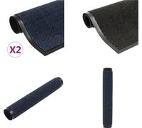 vidaXL Alfombras antideslizantes, 2 unidades, rectangulares, con textura, 120x180 cm, color azul - Alfombra antideslizante - Juego de alfombras antideslizantes - Alfombra de entrada - Juego de alfombr