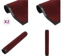 vidaXL Alfombras antideslizantes, 2 unidades, rectangulares, con textura, 120x180 cm, rojas - Alfombra antideslizante - Juego de alfombras antideslizantes - Alfombra de entrada - Juego de alfombras de