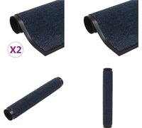 vidaXL Alfombras antideslizantes, 2 unidades, rectangulares, con textura, 60x90 cm, color azul. Alfombra antideslizante, juego de 2 alfombras