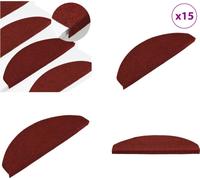 vidaXL Alfombras antideslizantes para escaleras, 15 unidades, 65x22,5x3,5 cm, color rojo - Alfombra para escaleras - Juego de alfombras para escaleras - Alfombra para escalones - Juego de alfombras pa