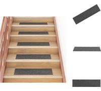 vidaXL Alfombras antideslizantes para escaleras, 15 unidades, 76x20 cm, gris-marrón - Alfombras para escaleras