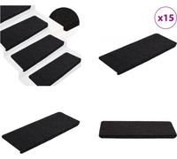 vidaXL Alfombras antideslizantes para escalones, 15 unidades, 65x24,5x3,5 cm, color - Alfombra para escalones - Juego de alfombras para escalones - Alfombra para escaleras - Decoración para escaleras