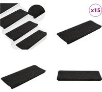 vidaXL Alfombras antideslizantes para escalones, 15 unidades, 65x24,5x3,5 cm, color antracita - Alfombra para escalones - Juego de alfombras para escalones - Alfombra para escaleras - Decoración para 