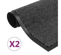 vidaXL Alfombras de entrada rectangulares de nudo 2 uds gris 90x150 cm