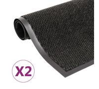 vidaXL Alfombras de entrada rectangulares de nudo 2 uds negro 60x90 cm