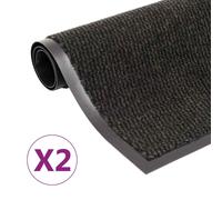 vidaXL Alfombras de entrada 2 uds Rectangulares de nudo Antideslizantes Negro 80x120 cm