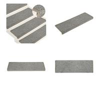 vidaXL Alfombras para escaleras, 15 unidades, 65x21x4 cm, blanco y gris. Alfombra para escaleras, juegos de alfombras para escaleras, alfombra para escalones, sets de alfombras para escalones