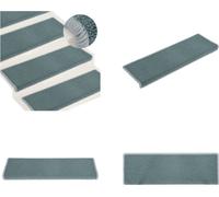 vidaXL Alfombras para escaleras, 15 unidades, 65x21x4 cm, color azul - Alfombra para escaleras - Juego de alfombras para escaleras - Alfombra para escalones - Juego de alfombras para escalones