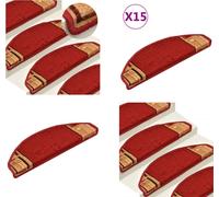 vidaXL Alfombras para escaleras autoadhesivas, 15 unidades, rojas, 65x21x4 cm - Alfombra para escaleras - Juego de alfombras para escaleras - Alfombra para escalones