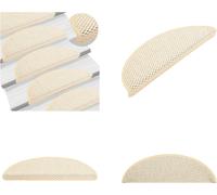 vidaXL Alfombras para escaleras autoadhesivas, aspecto de sisal, 15 unidades, 56x17x3 cm, color crema - Alfombra para escaleras - Juego de alfombras para escaleras - Alfombra para escalones