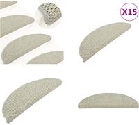 vidaXL Alfombras para escaleras autoadhesivas, aspecto de sisal, 15 unidades, 56x17x3 cm, color gris - Alfombra para escaleras - Juego de alfombras para escaleras - Alfombra para escalones