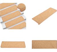 vidaXL Alfombras para escaleras autoadhesivas, aspecto de sisal, 15 unidades, 65x21x4 cm, color naranja - Alfombra para escaleras - Juego de alfombras para escaleras - Alfombra para escalones