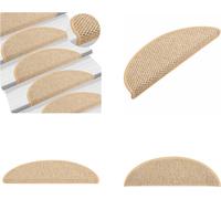 vidaXL Alfombras para escaleras autoadhesivas de sisal, 15 unidades, 56x17x3 cm, color beige claro - Alfombra para escaleras - Juego de alfombras para escaleras - Alfombra para escalones