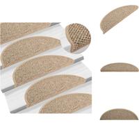 vidaXL Alfombras para escaleras autoadhesivas de sisal, 15 unidades, 56x17x3 cm, color beige oscuro - Alfombras para escaleras