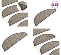 vidaXL Alfombras para escaleras autoadhesivas de sisal, 15 unidades, 65x21x4 cm, color antracita - Alfombra para escaleras - Juego de alfombras para escaleras - Alfombra para escalones