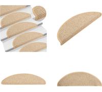 vidaXL Alfombras para escaleras autoadhesivas de sisal, 15 unidades, 65x21x4 cm, color beige claro - Alfombra para escaleras - Juego de alfombras para escaleras - Alfombra para escalones