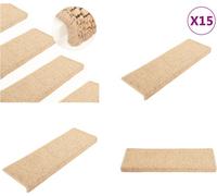 vidaXL Alfombras para escaleras autoadhesivas de sisal, 15 unidades, 65x21x4 cm, color beige claro - Alfombra para escaleras - Juego de alfombras para escaleras - Alfombra para escalones
