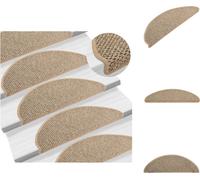 vidaXL Alfombras para escaleras autoadhesivas de sisal, 15 unidades, 65x21x4 cm, color beige oscuro - Alfombras para escaleras