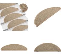 vidaXL Alfombras para escaleras autoadhesivas de sisal, 15 unidades, 65x21x4 cm, color beige oscuro - Alfombra para escaleras - Juego de alfombras para escaleras - Alfombra para escalones