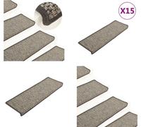 vidaXL Alfombras para escaleras autoadhesivas de sisal, 15 unidades, 65x21x4 cm, gris y beige - Alfombra para escaleras - Juego de alfombras para escaleras - Alfombra para escalones