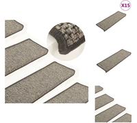vidaXL Alfombras para escaleras autoadhesivas de sisal, 15 unidades, 65x21x4 cm, gris y beige - Alfombras para escaleras