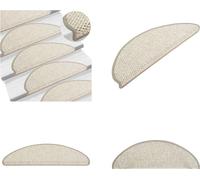 vidaXL Alfombras para escaleras autoadhesivas, diseño de sisal, 15 unidades, 65x21x4 cm, color beige - Alfombra para escaleras - Juego de alfombras para escaleras - Alfombra para escalones