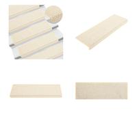 vidaXL Alfombras para escaleras autoadhesivas, diseño de sisal, 15 unidades, 65x21x4 cm, color crema - Alfombra para escaleras - Juego de alfombras para escaleras - Alfombra para escalones