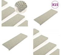 vidaXL Alfombras para escaleras autoadhesivas, diseño de sisal, 15 unidades, 65x21x4 cm, color gris - Alfombra para escaleras - Juego de alfombras para escaleras - Alfombra para escalones