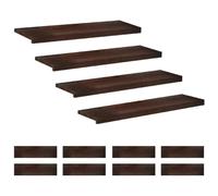 vidaXL Alfombras para escalones 12 uds. 90 x 30 x 2 cm Marrón Oscuro
