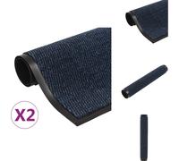 vidaXL Alfombrillas absorbentes, 2 unidades, rectangulares, con textura, 60x90 cm, color azul - Alfombrillas para interiores