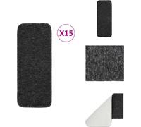 vidaXL Alfombrillas antideslizantes para escaleras, 15 unidades, 60x25 cm, color antracita, rectangulares - Alfombras para escaleras