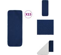 vidaXL Alfombrillas antideslizantes para escaleras, 15 unidades, 60x25 cm, color azul marino, rectangulares - Alfombras para escaleras