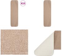 vidaXL Alfombrillas antideslizantes para escaleras, 15 unidades, 75x20 cm, color beige, rectangulares - Alfombrilla para escaleras - Juego de alfombrillas para escaleras - Alfombrilla antideslizante p